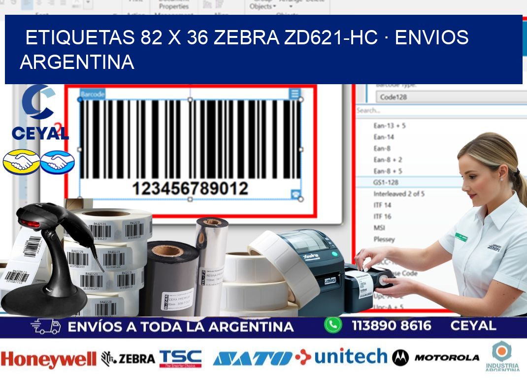 ETIQUETAS 82 x 36 ZEBRA ZD621-HC · ENVIOS ARGENTINA