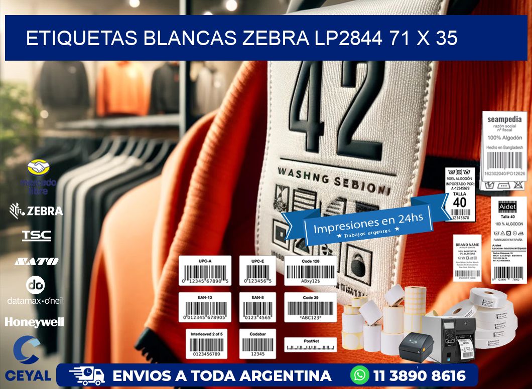 ETIQUETAS BLANCAS ZEBRA LP2844 71 x 35