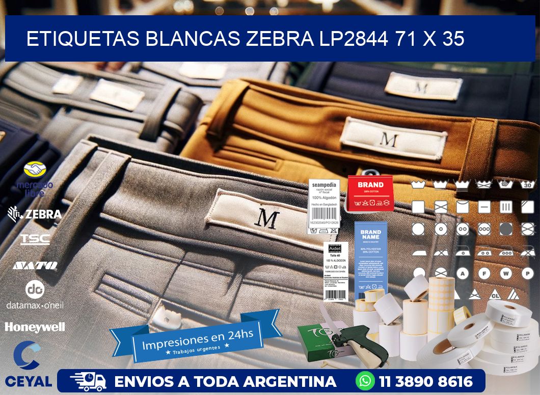 ETIQUETAS BLANCAS ZEBRA LP2844 71 x 35