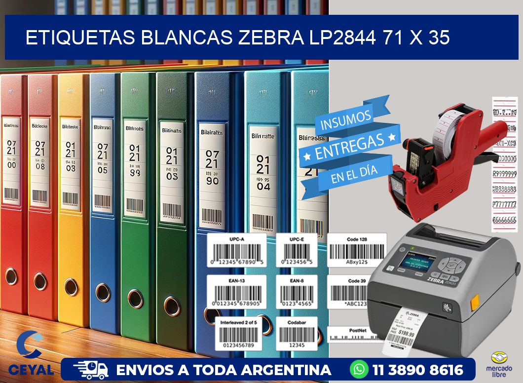 ETIQUETAS BLANCAS ZEBRA LP2844 71 x 35
