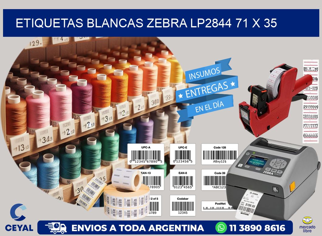 ETIQUETAS BLANCAS ZEBRA LP2844 71 x 35