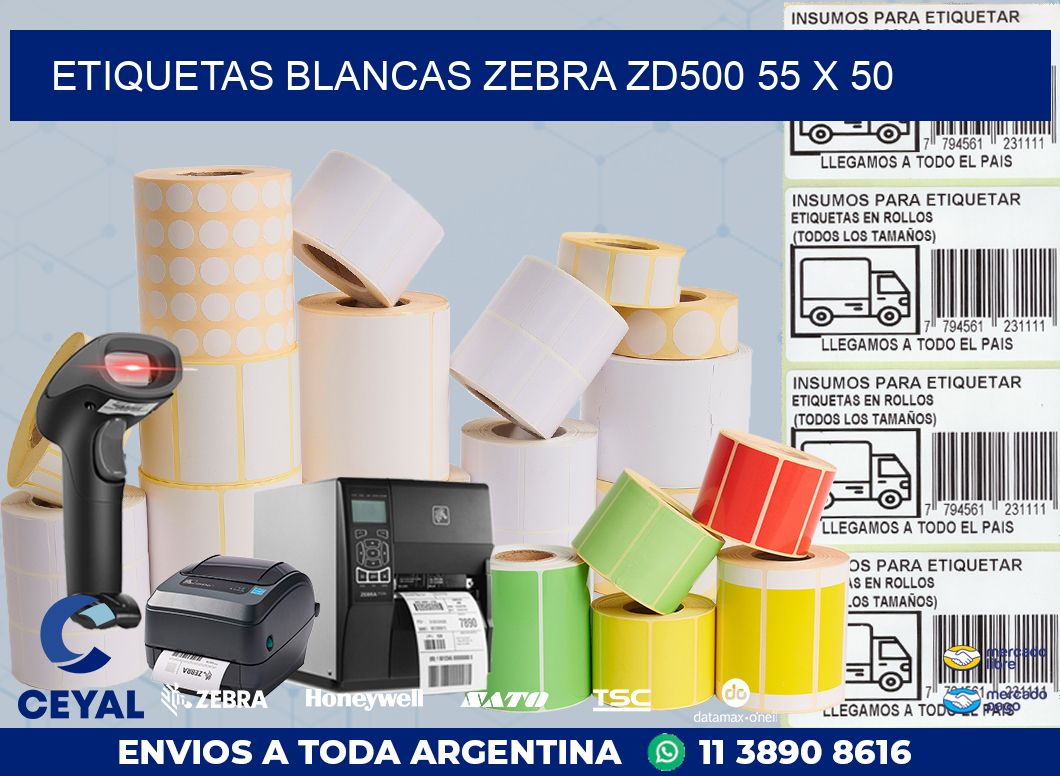 ETIQUETAS BLANCAS ZEBRA ZD500 55 x 50