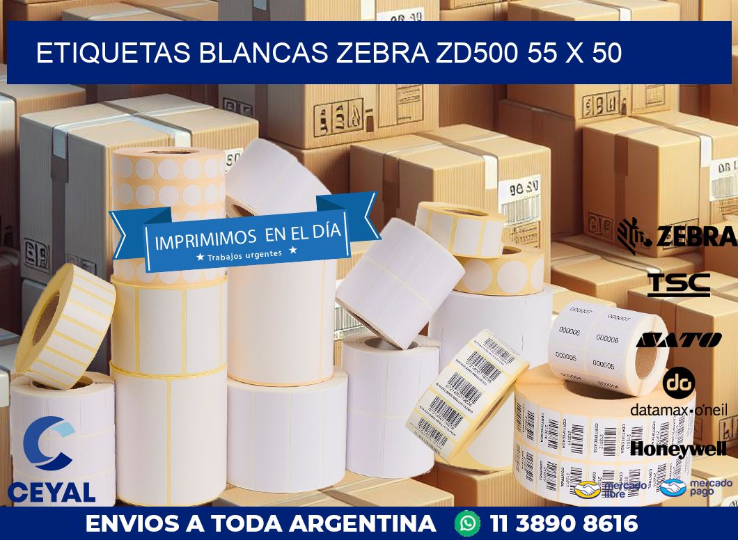 ETIQUETAS BLANCAS ZEBRA ZD500 55 x 50