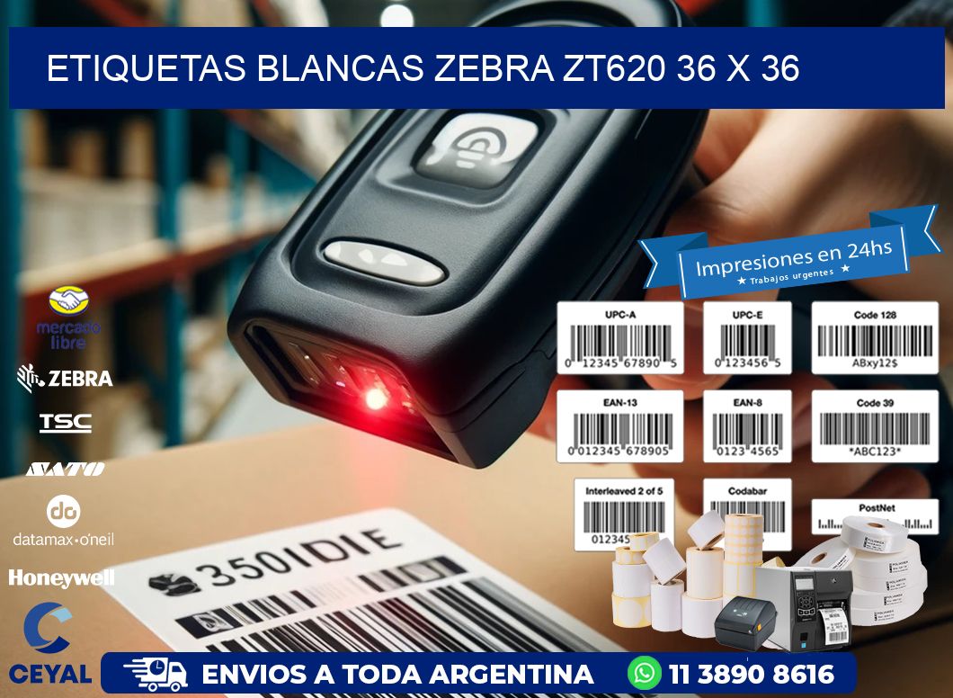 ETIQUETAS BLANCAS ZEBRA ZT620 36 x 36