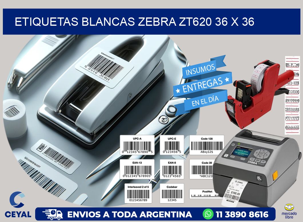 ETIQUETAS BLANCAS ZEBRA ZT620 36 x 36