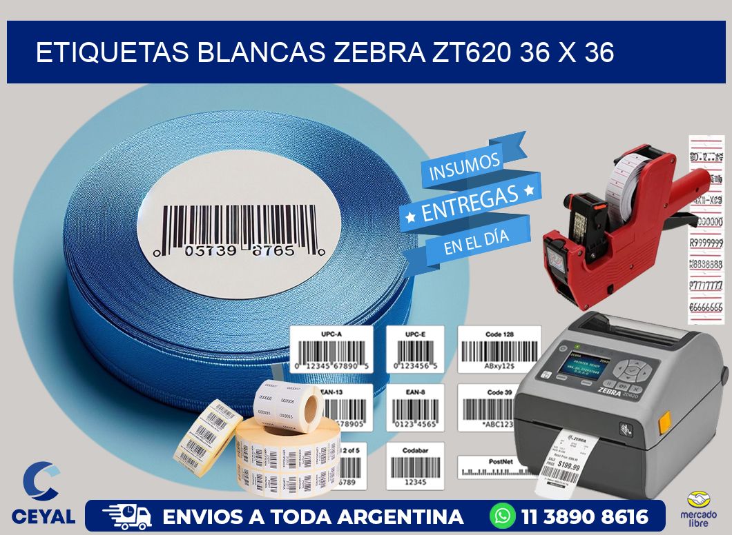 ETIQUETAS BLANCAS ZEBRA ZT620 36 x 36
