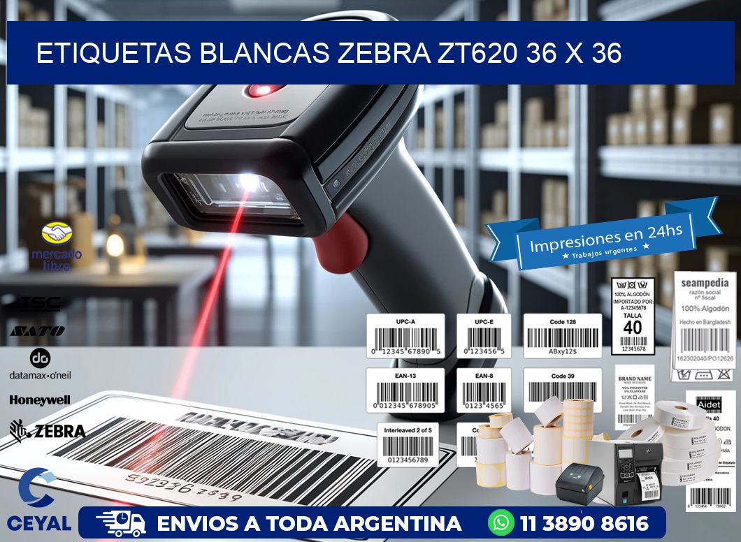 ETIQUETAS BLANCAS ZEBRA ZT620 36 x 36