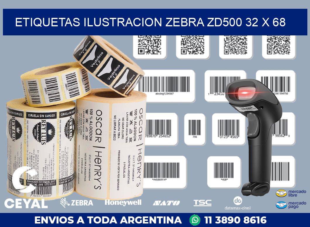 ETIQUETAS ILUSTRACION ZEBRA ZD500 32 x 68