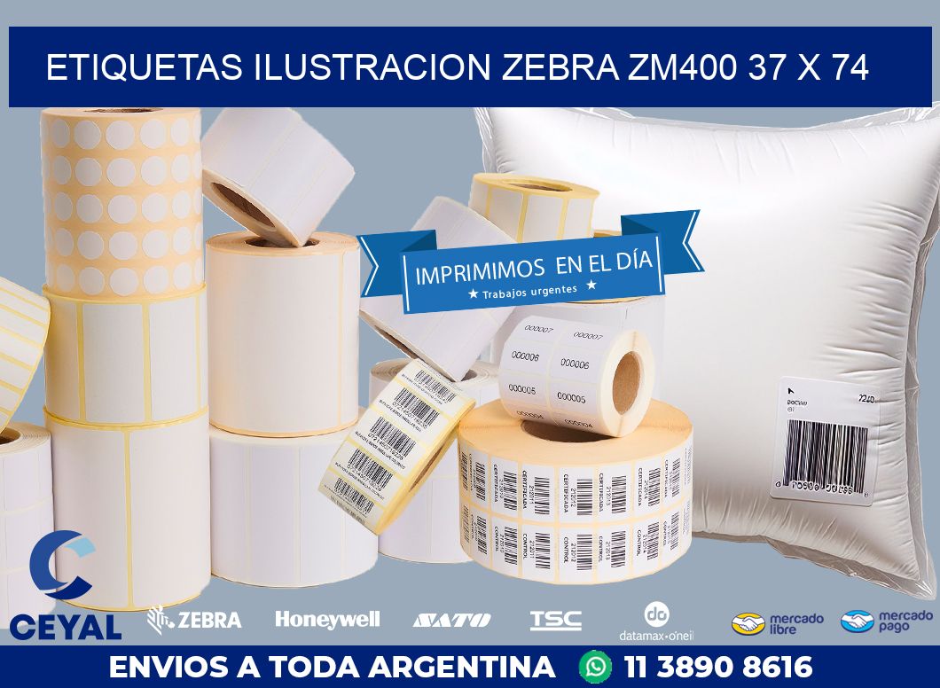 ETIQUETAS ILUSTRACION ZEBRA ZM400 37 x 74