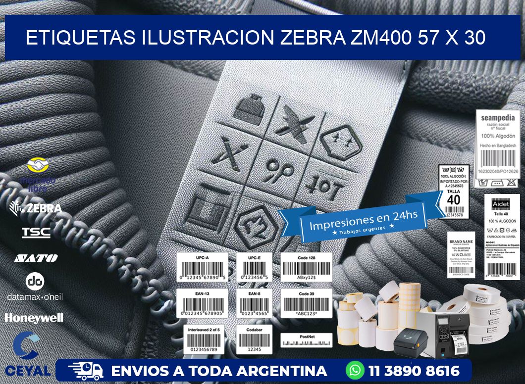 ETIQUETAS ILUSTRACION ZEBRA ZM400 57 x 30