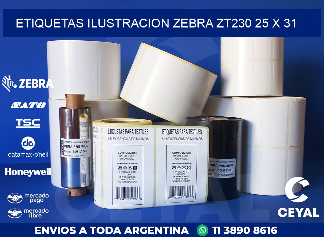 ETIQUETAS ILUSTRACION ZEBRA ZT230 25 x 31