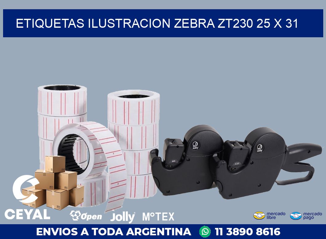 ETIQUETAS ILUSTRACION ZEBRA ZT230 25 x 31