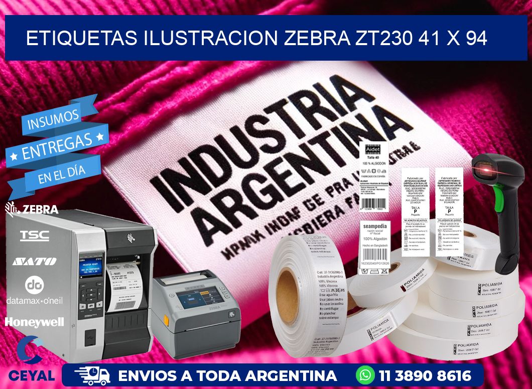 ETIQUETAS ILUSTRACION ZEBRA ZT230 41 x 94