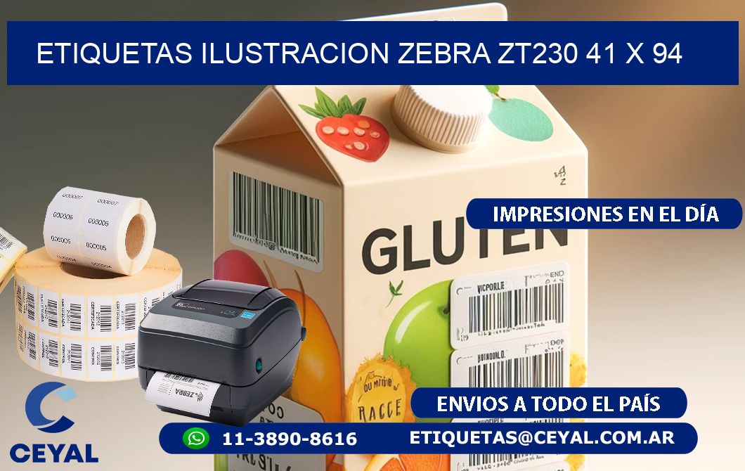 ETIQUETAS ILUSTRACION ZEBRA ZT230 41 x 94