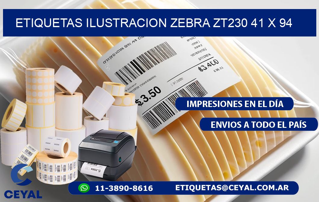 ETIQUETAS ILUSTRACION ZEBRA ZT230 41 x 94