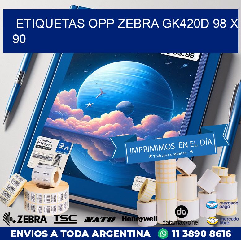 ETIQUETAS OPP ZEBRA GK420D 98 x 90