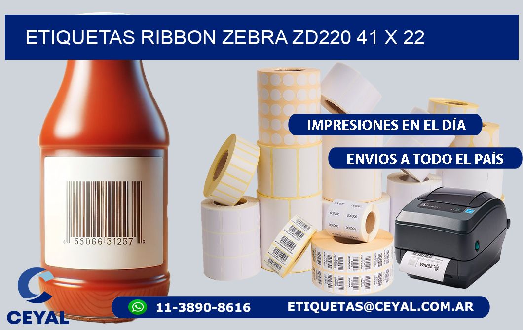 ETIQUETAS RIBBON Zebra ZD220 41 x 22