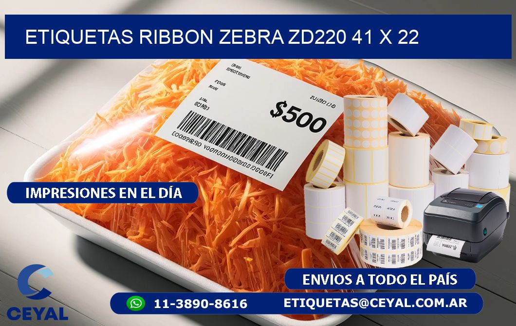 ETIQUETAS RIBBON Zebra ZD220 41 x 22