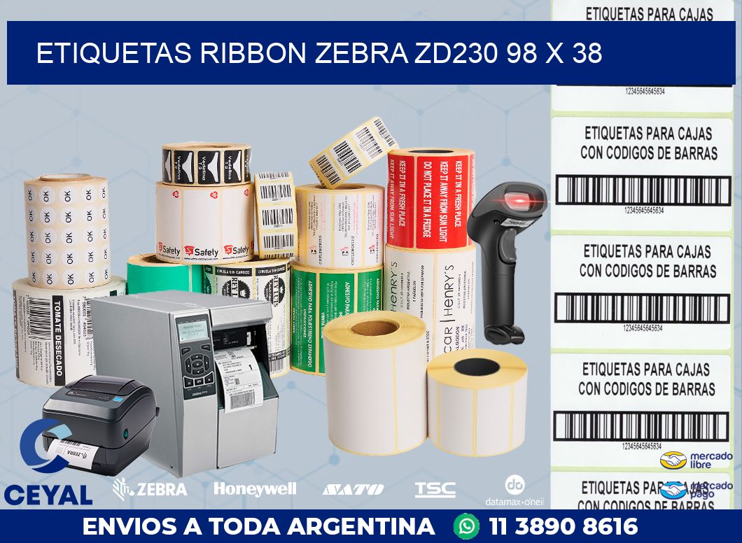 ETIQUETAS RIBBON Zebra ZD230 98 x 38