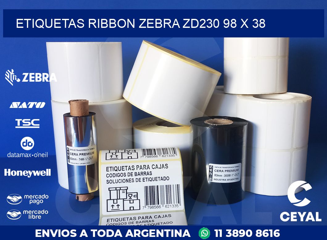 ETIQUETAS RIBBON Zebra ZD230 98 x 38
