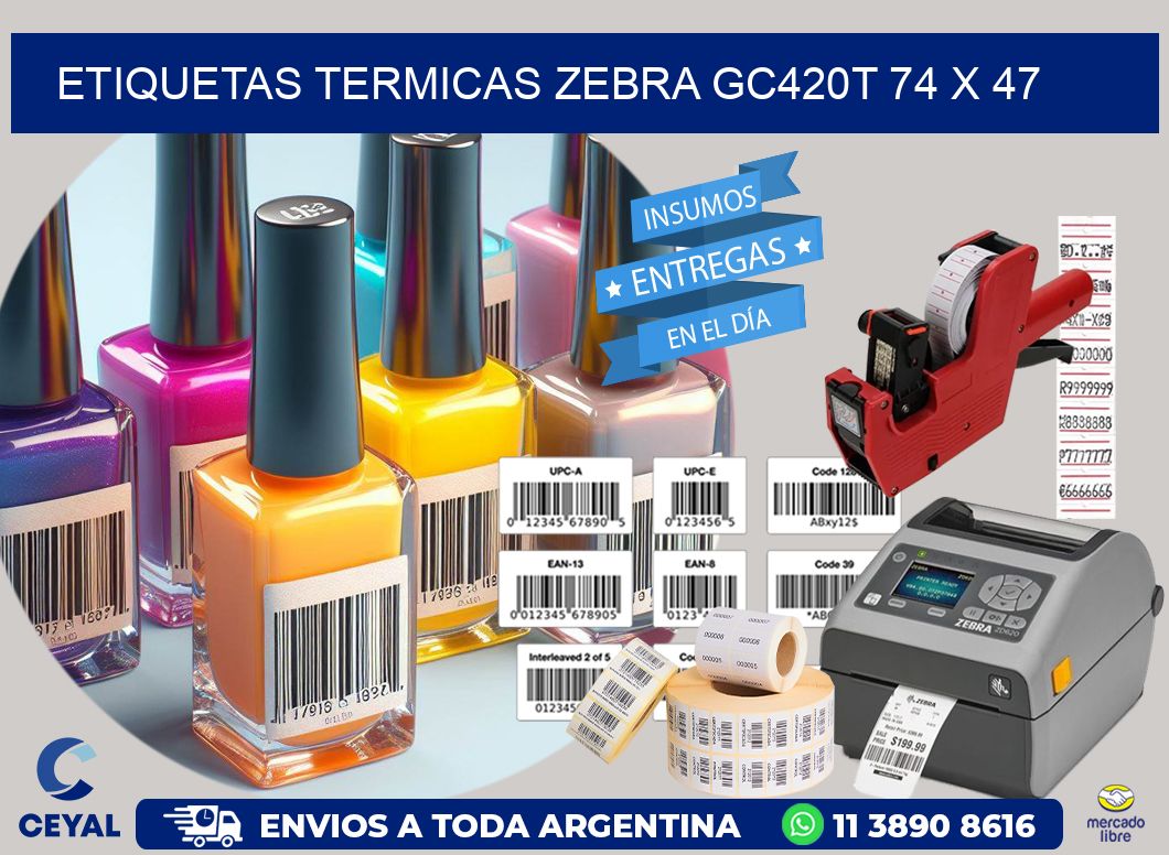 ETIQUETAS TERMICAS ZEBRA GC420T 74 x 47