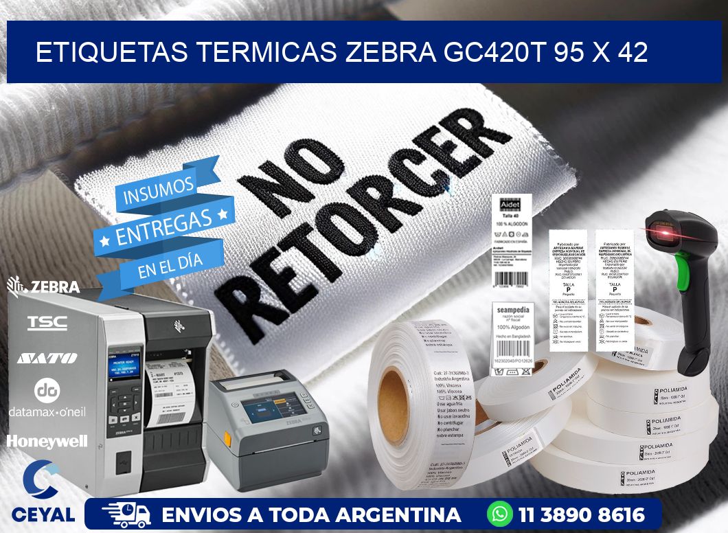 ETIQUETAS TERMICAS ZEBRA GC420T 95 x 42