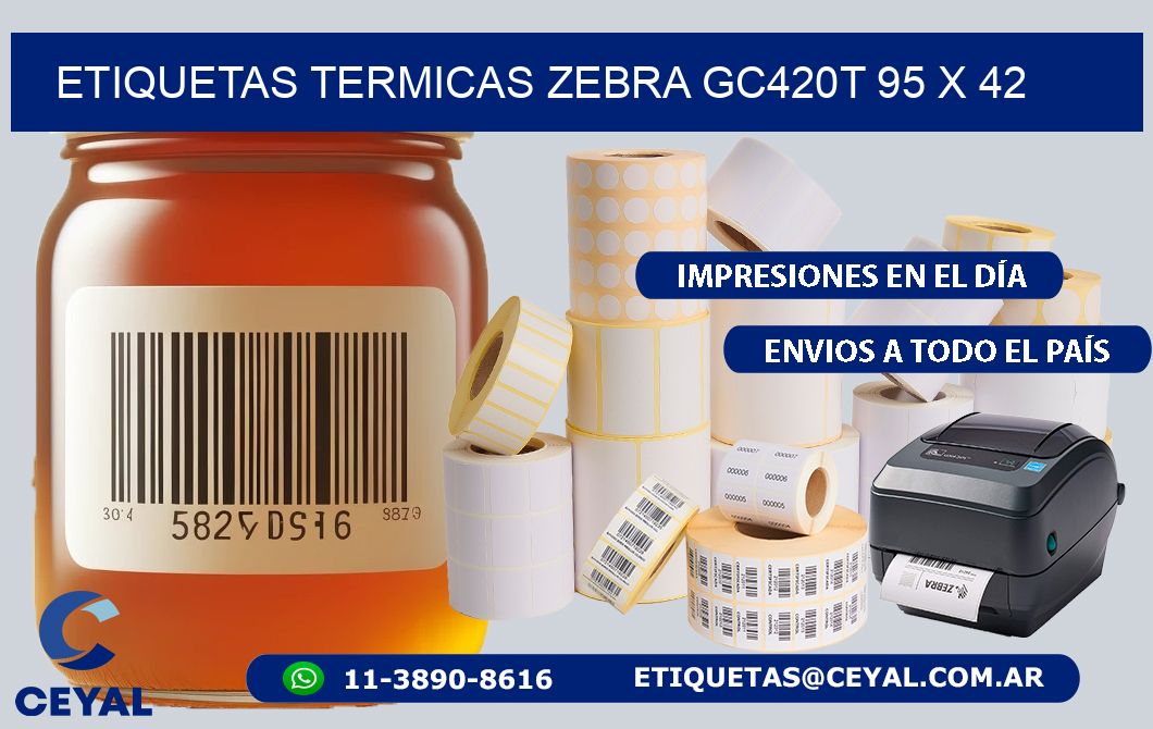ETIQUETAS TERMICAS ZEBRA GC420T 95 x 42