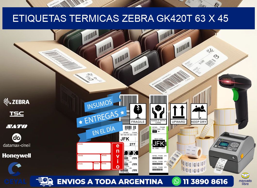 ETIQUETAS TERMICAS ZEBRA GK420T 63 x 45