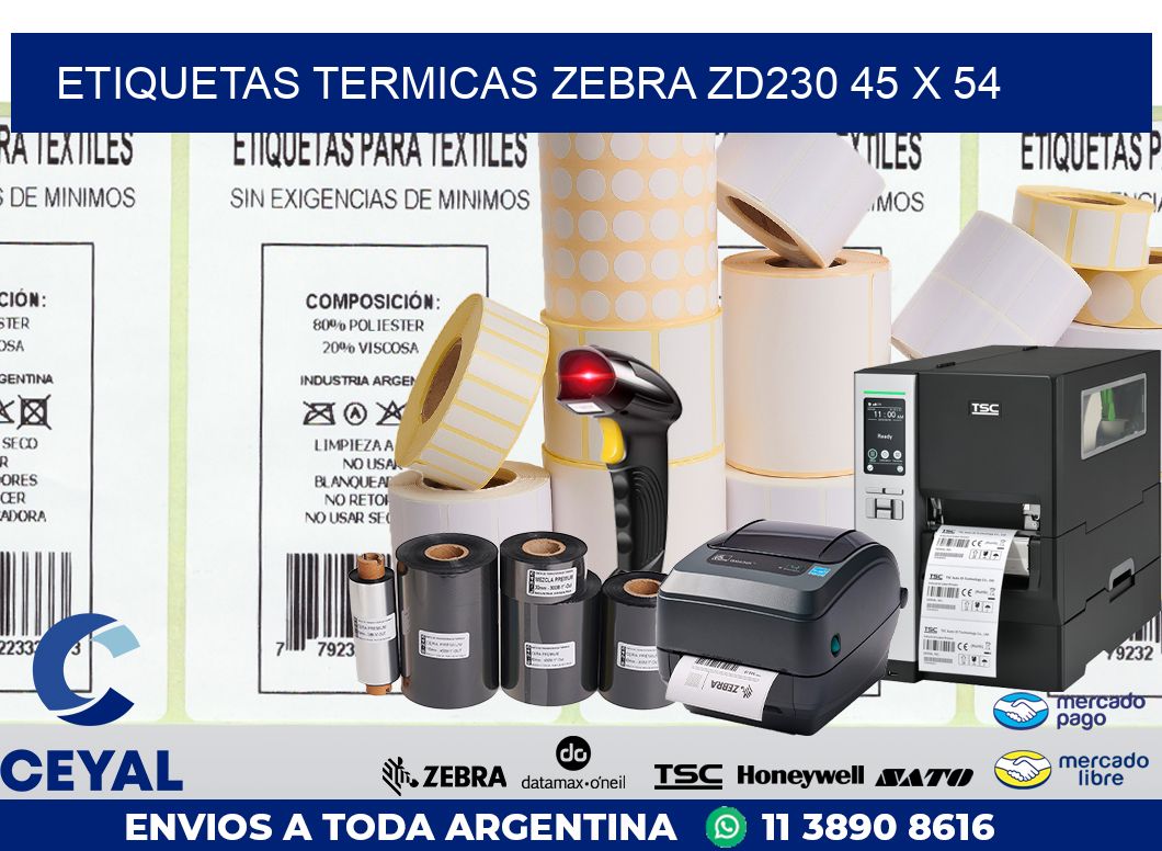 ETIQUETAS TERMICAS ZEBRA ZD230 45 x 54