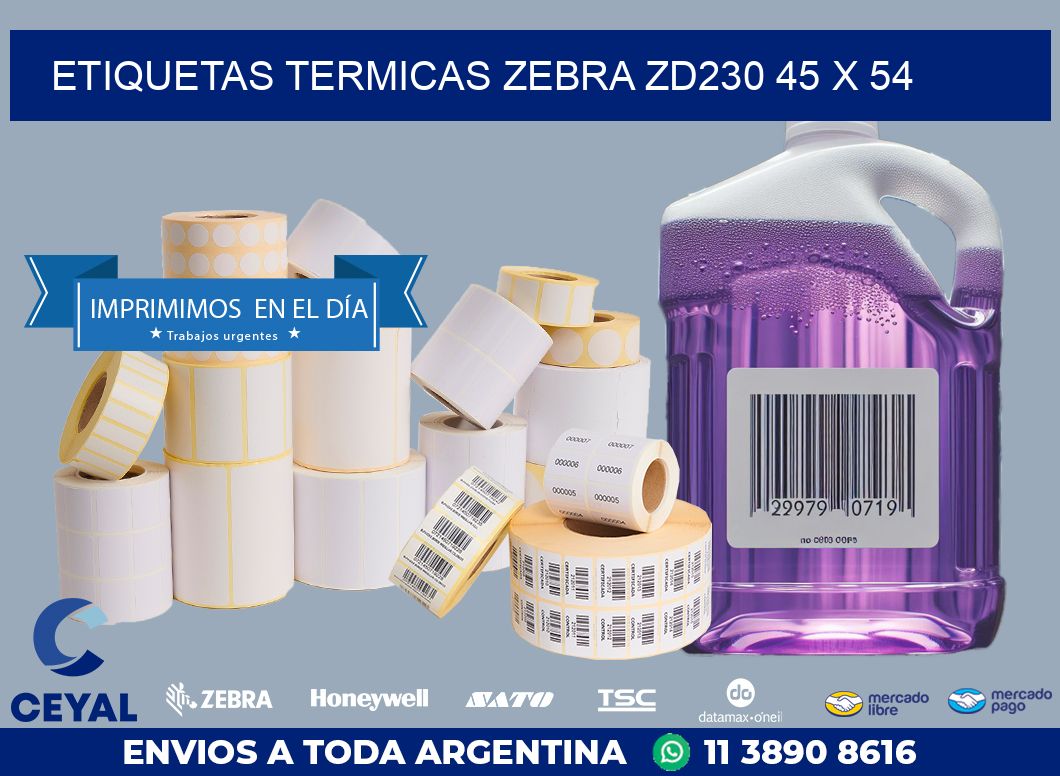 ETIQUETAS TERMICAS ZEBRA ZD230 45 x 54
