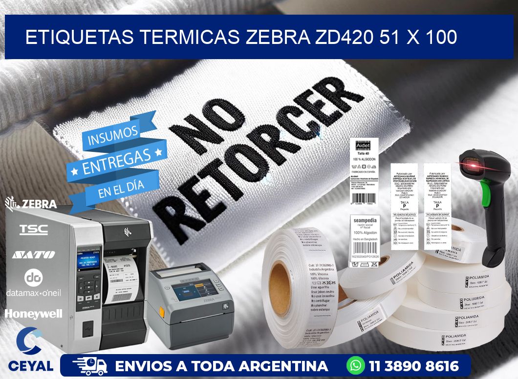 ETIQUETAS TERMICAS ZEBRA ZD420 51 x 100