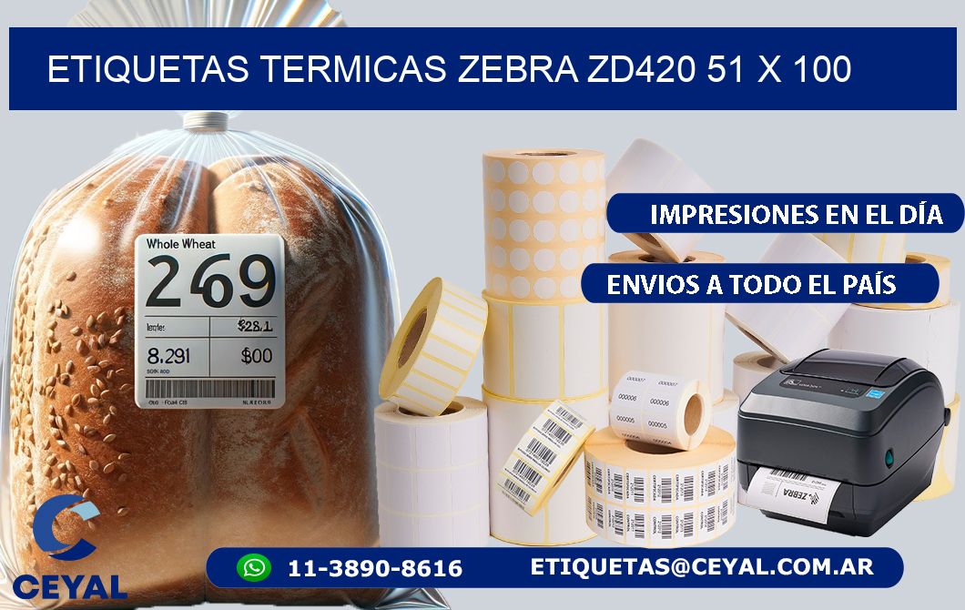 ETIQUETAS TERMICAS ZEBRA ZD420 51 x 100