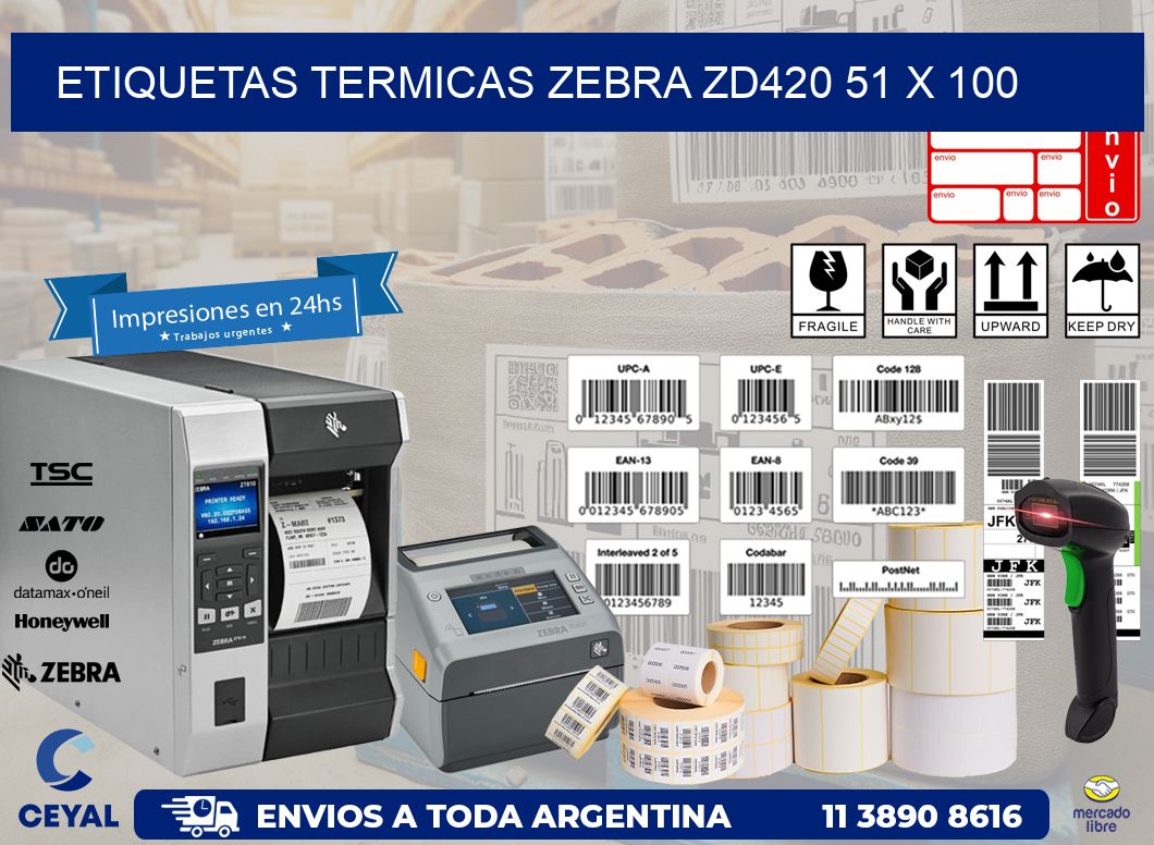 ETIQUETAS TERMICAS ZEBRA ZD420 51 x 100