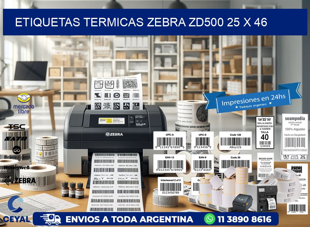 ETIQUETAS TERMICAS ZEBRA ZD500 25 x 46