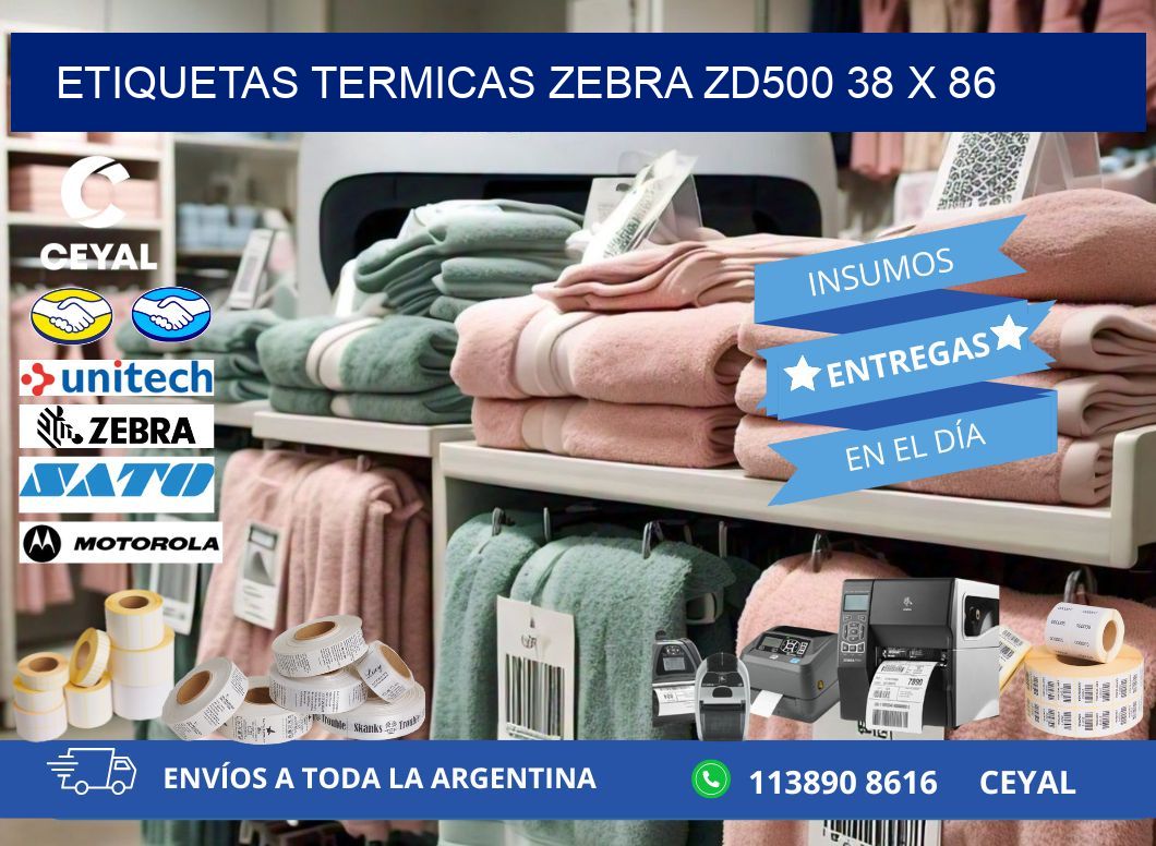 ETIQUETAS TERMICAS ZEBRA ZD500 38 x 86