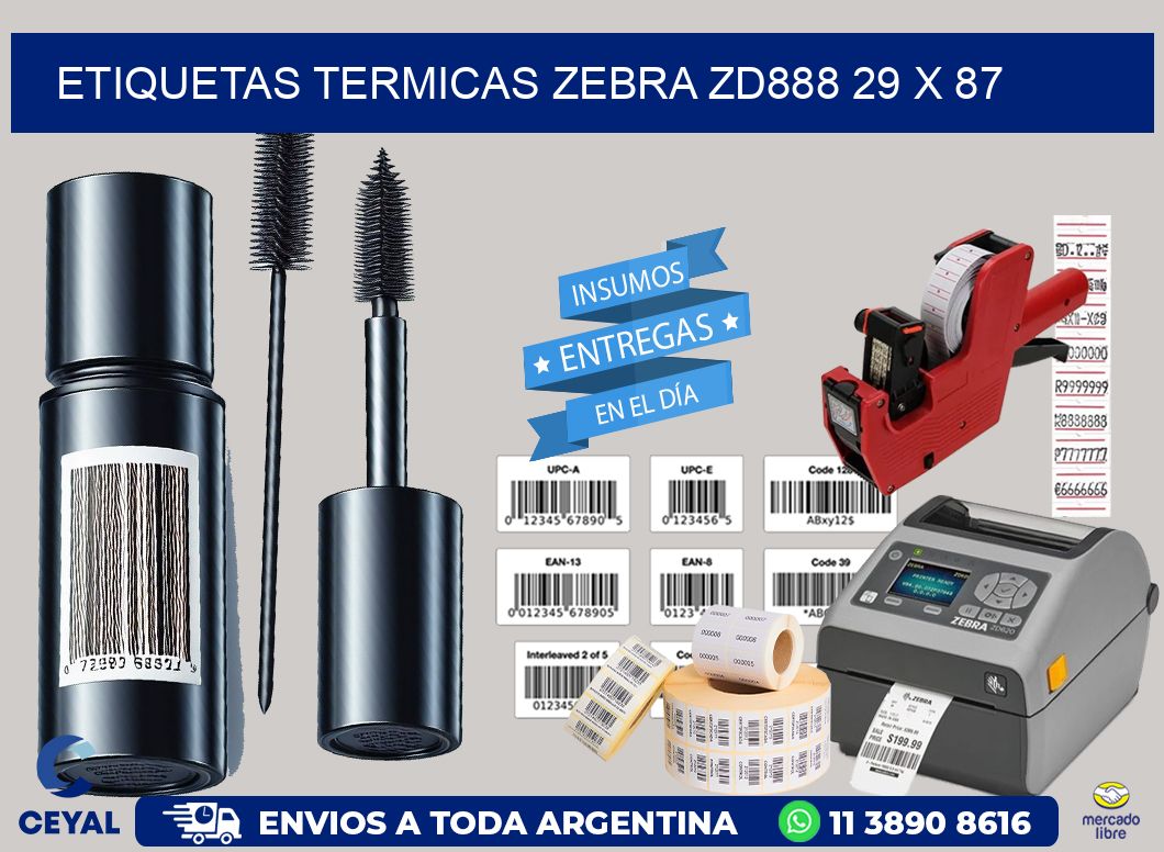 ETIQUETAS TERMICAS ZEBRA ZD888 29 x 87