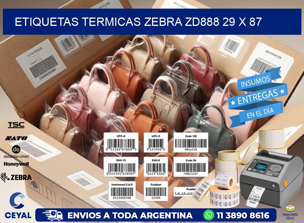 ETIQUETAS TERMICAS ZEBRA ZD888 29 x 87