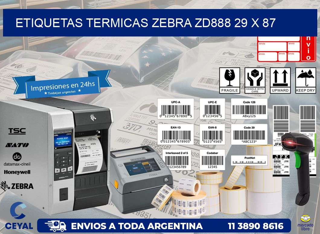 ETIQUETAS TERMICAS ZEBRA ZD888 29 x 87