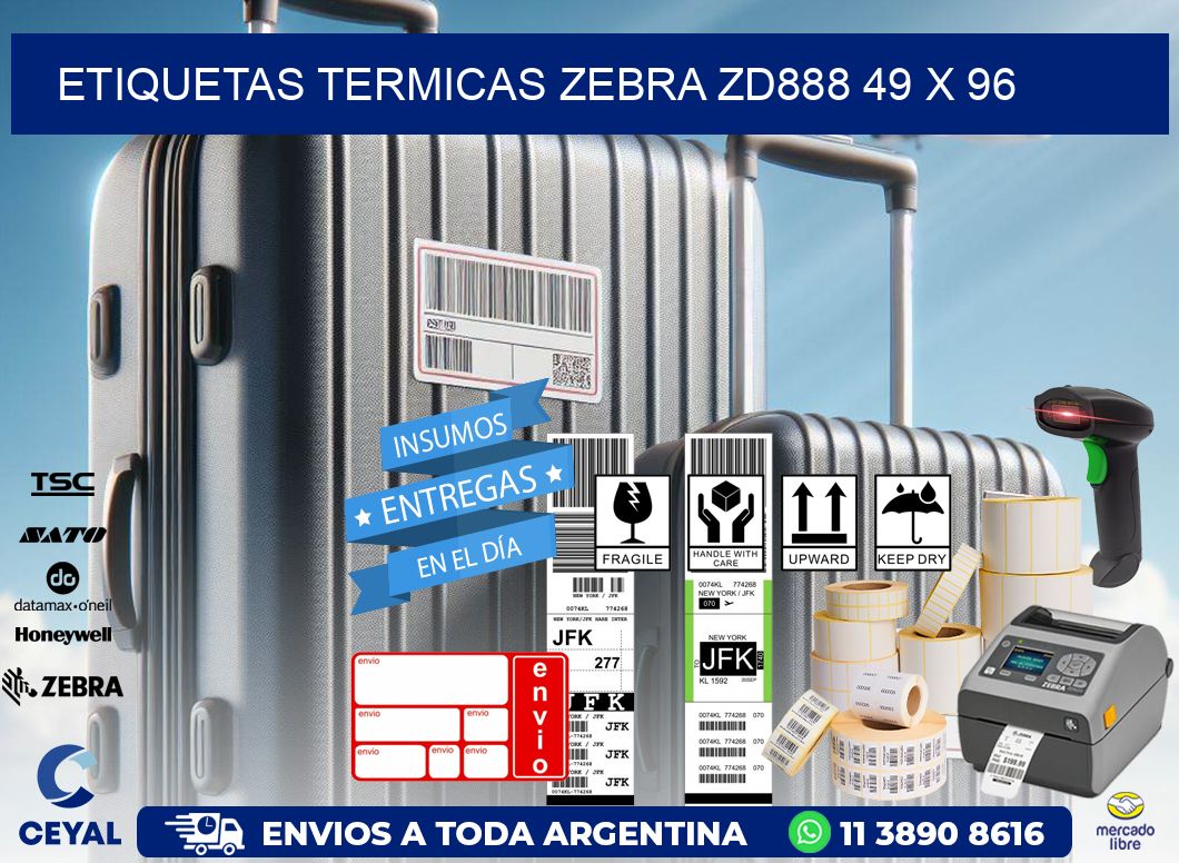 ETIQUETAS TERMICAS ZEBRA ZD888 49 x 96