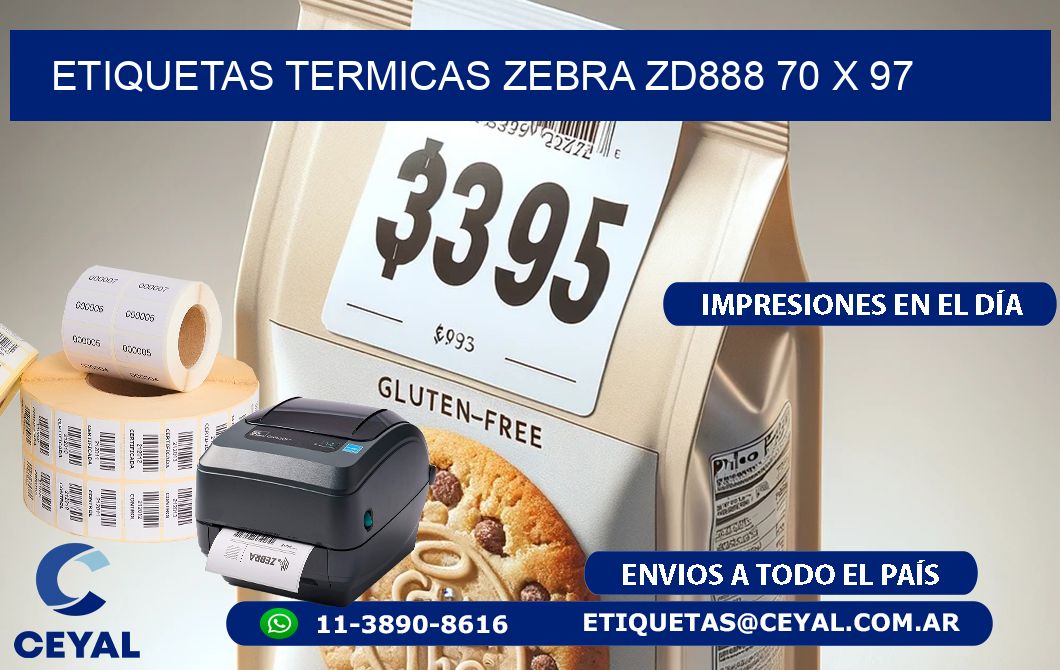 ETIQUETAS TERMICAS ZEBRA ZD888 70 x 97