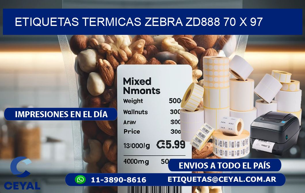 ETIQUETAS TERMICAS ZEBRA ZD888 70 x 97