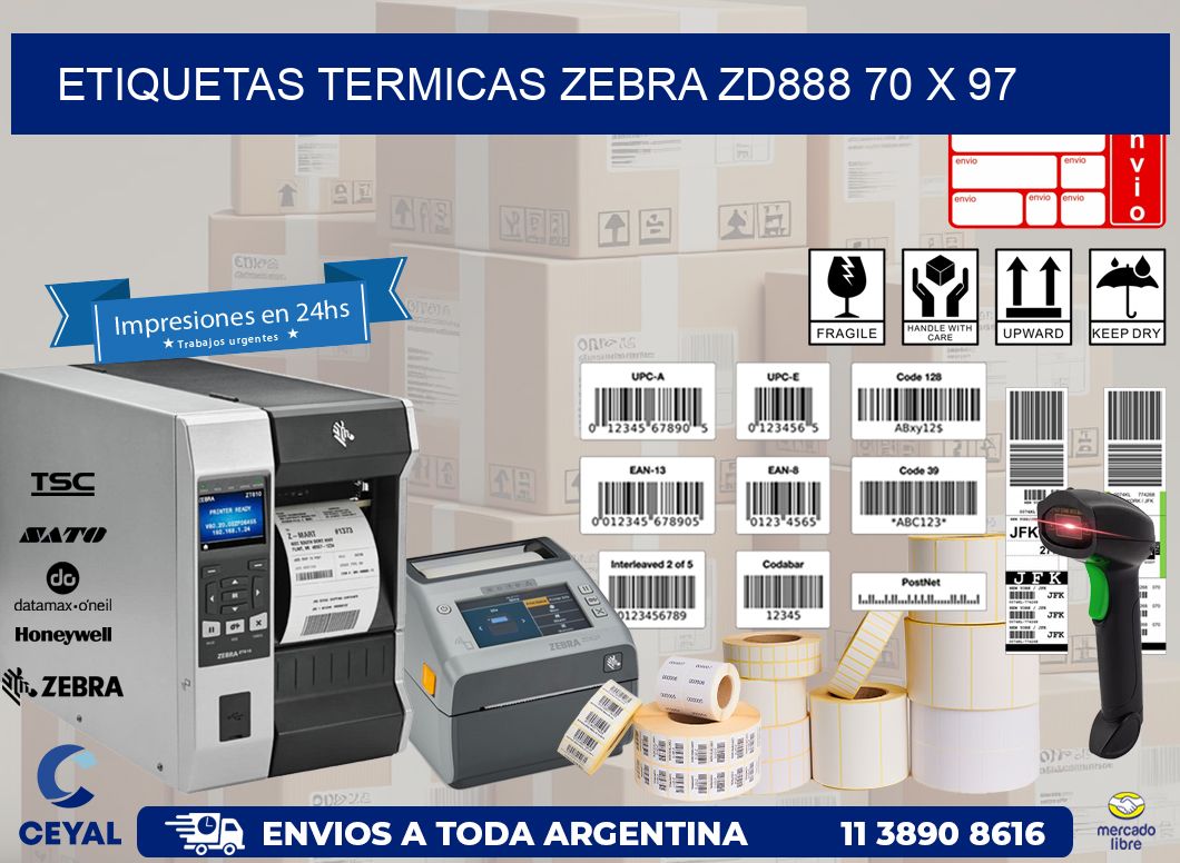 ETIQUETAS TERMICAS ZEBRA ZD888 70 x 97
