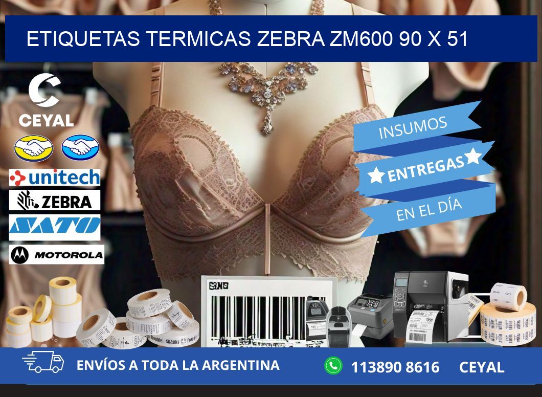 ETIQUETAS TERMICAS ZEBRA ZM600 90 x 51