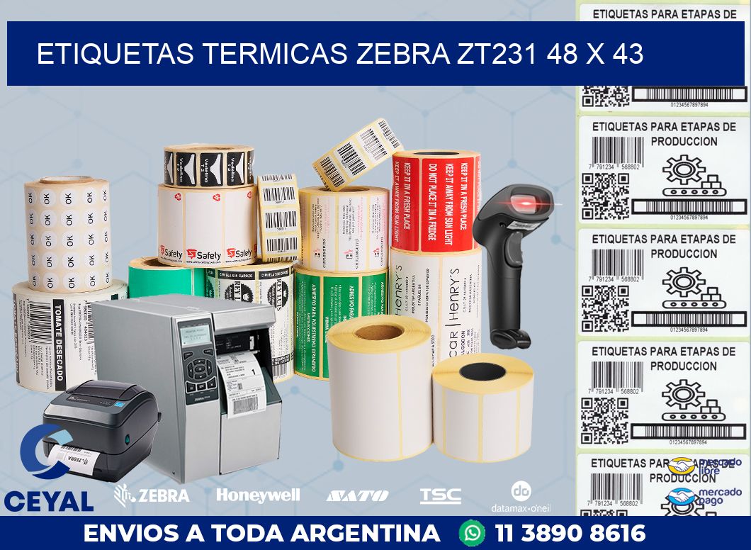 ETIQUETAS TERMICAS ZEBRA ZT231 48 x 43