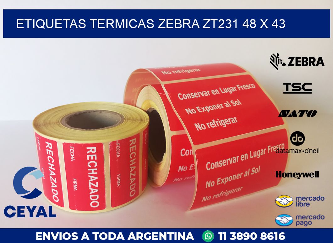 ETIQUETAS TERMICAS ZEBRA ZT231 48 x 43