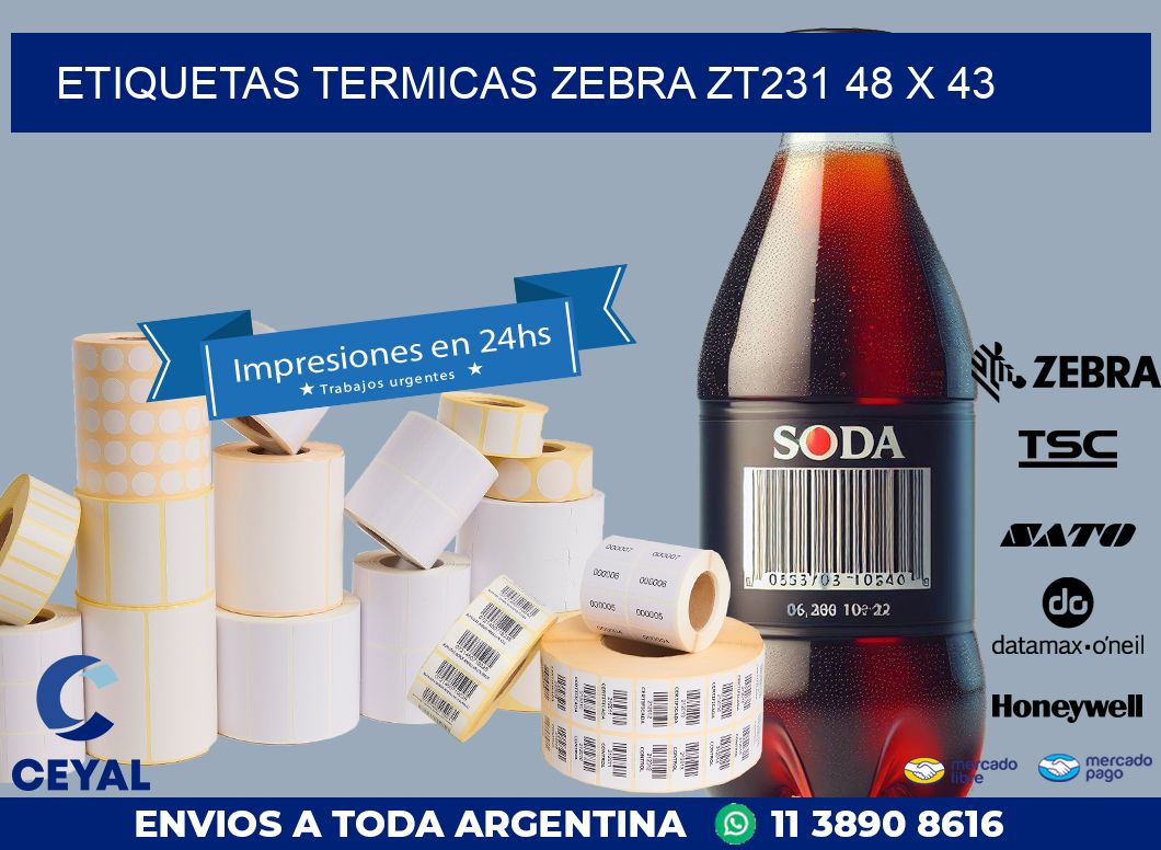 ETIQUETAS TERMICAS ZEBRA ZT231 48 x 43