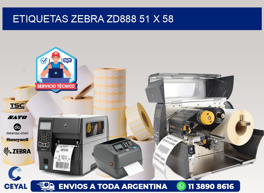 ETIQUETAS Zebra ZD888 51 x 58