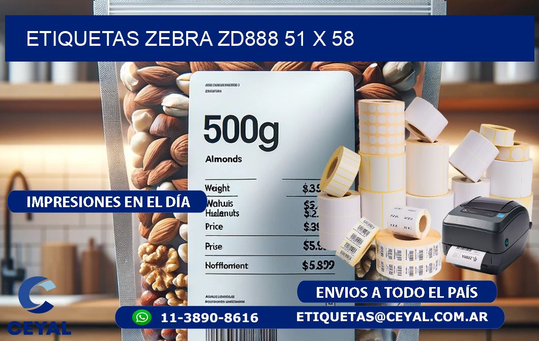 ETIQUETAS Zebra ZD888 51 x 58