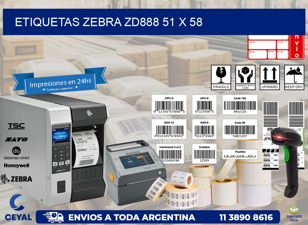 ETIQUETAS Zebra ZD888 51 x 58