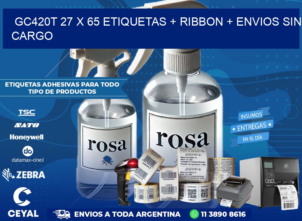 GC420T 27 x 65 etiquetas + ribbon + envios sin cargo